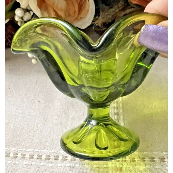 Viking Glass Epic Green Glass Mid-Century Candle Holder 3.5 Inches - Picture 3 of 6